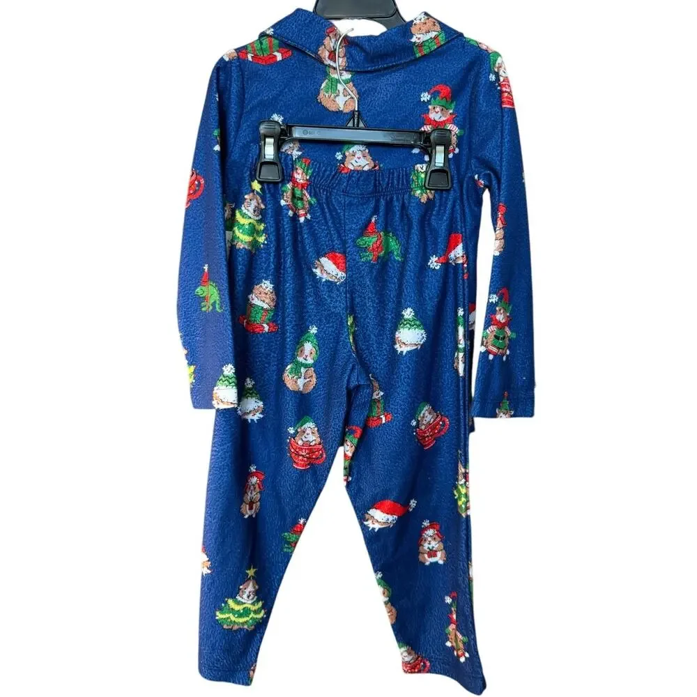 New ~ MUNKI MUNKI ~Kids' Holiday Critter Print Two-piece Pajamas Set Size 4